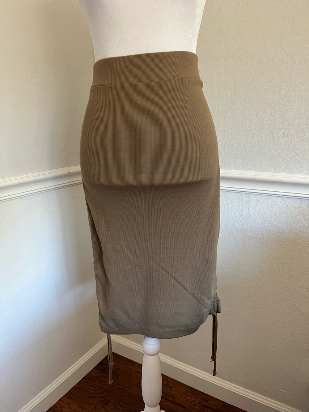 Michael Stars Tan Knit Midi Pencil Skirt with side ties